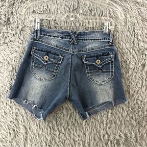 Angels Shorts Size 13 Denim Stretch Cutoff Embroidered Raw Edge